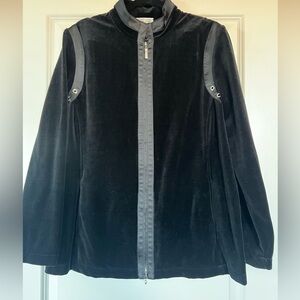 St. John Sport Black Velvet Jacket with Satin Trim